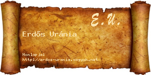 Erdős Uránia névjegykártya